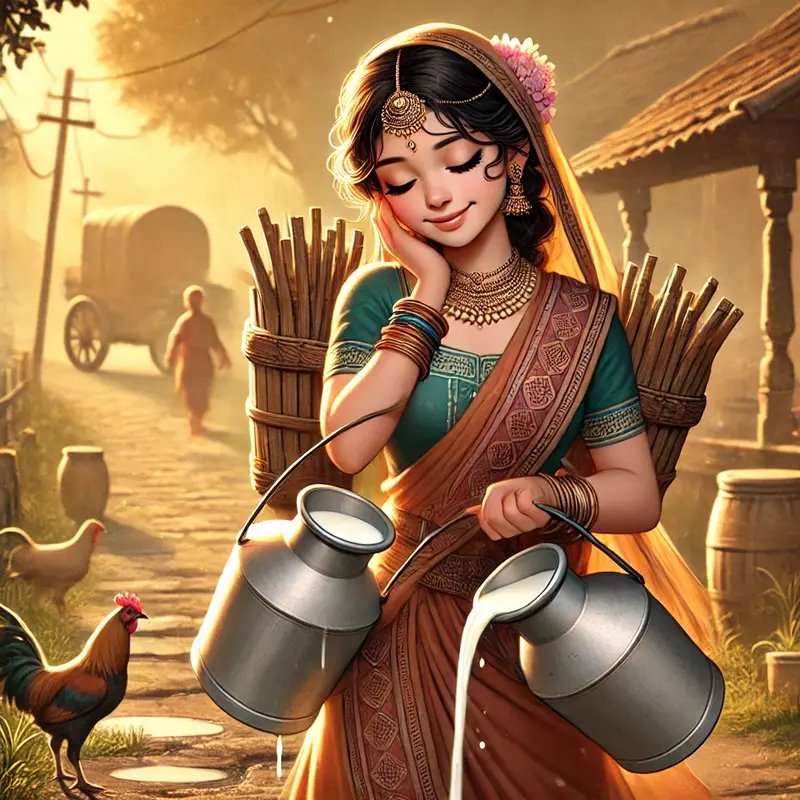 दूधवाली और उसकी बाल्टी | The Milkmaid and Her Pail - Read in Hindi, English, Urdu & Farsi